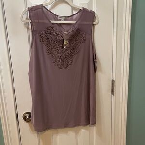 Elegant Mauve Sleeveless Lace Blouse